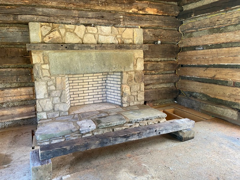 Progress of the stone fireplace