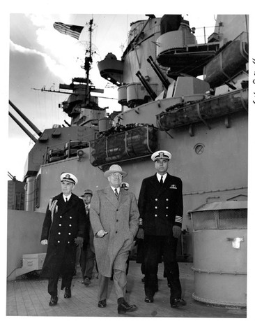 President Harry S. Truman on board the USS Missouri