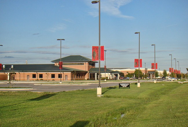 A colored picture of a college building.