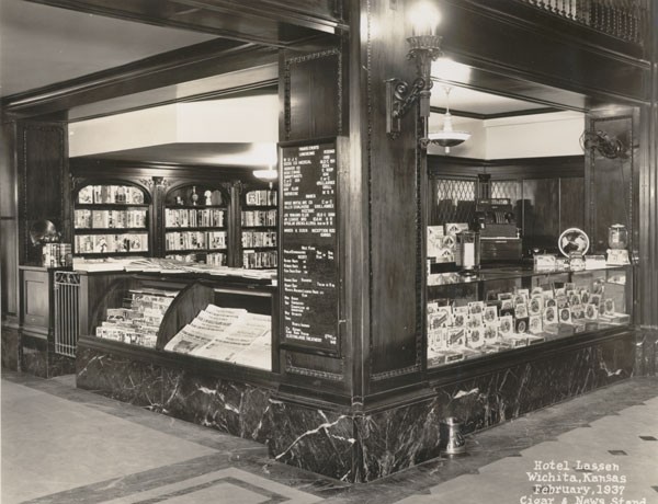 1937 photo of the cigar and newsstand
