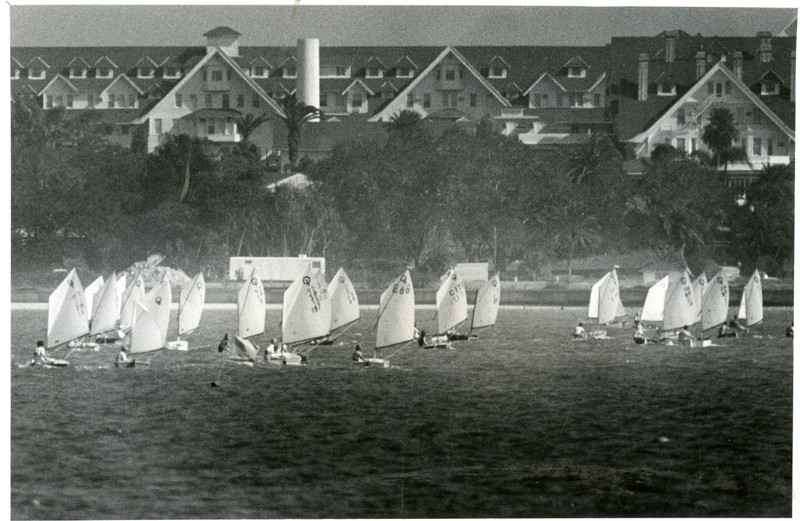 Clark Mills Youth Regatta with Belleview Biltmore in the background, Belleair, Florida, circa 1978. 