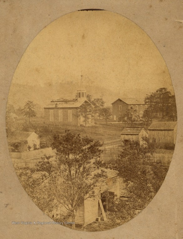 Buffalo Presbyterian Church, left, standing next to Buffalo Academy, right