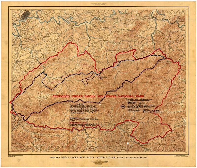 Proposed Map of the Great Smoky Mountains National Park 