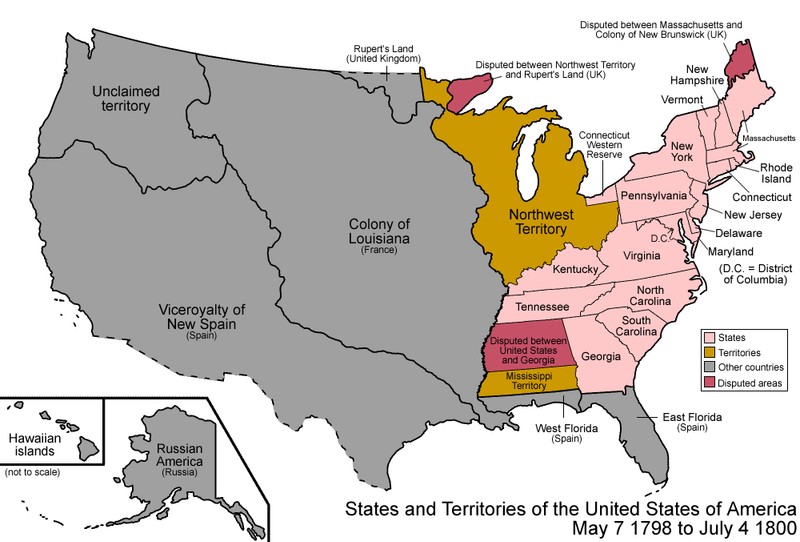 A U.S. Map a few years after Kentucky and then Tennessee were admitted to the Union. 