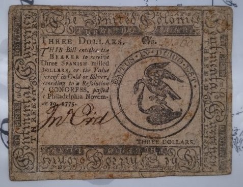 $3 Continental Currency, The United Colonies 