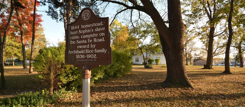 A historical marker on the grounds 