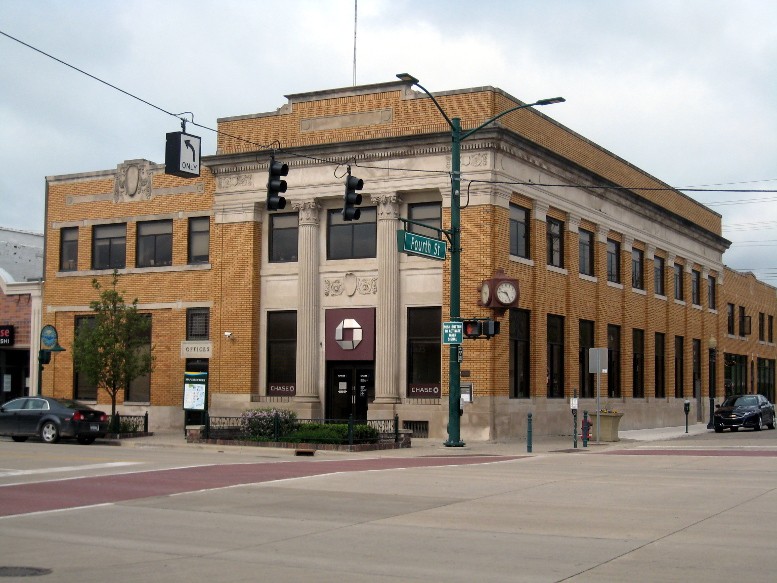 First National Bank of Rochester, east and north elevations, 2020