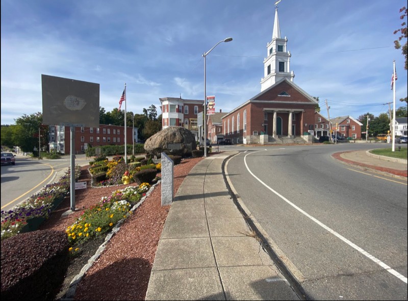 A recently taken photo of the Rollstone Boulder. This photo was taken at the sidewalk leading up to the Boulder.