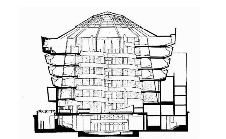 Architectural cross-section of the museum.