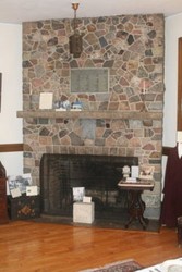 Fireplace on the first floor of the Hill Memorial.