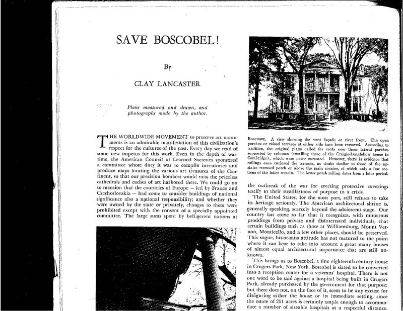 Save Boscobel magazine article