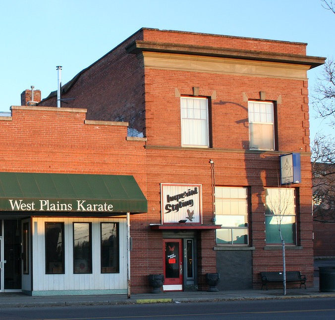 Building, street, trees, sidewalk,