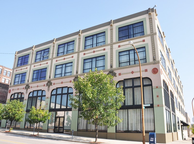 Packard Building (c. 1914). Packards were sold here until at least 1953. It is now used as the Packard Lofts.