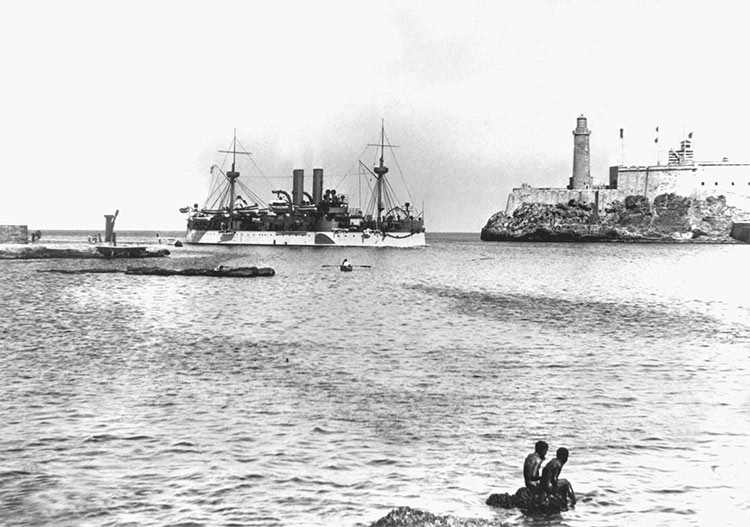 The U.S.S. Maine entering Havana Harbor in January 1898