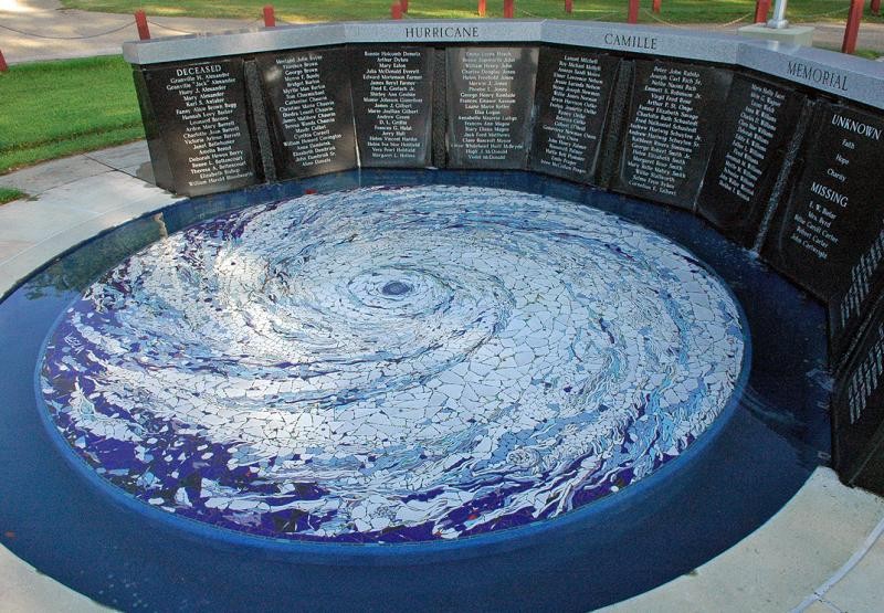 The memorial was rebuilt after being severely damaged by Hurricane Katrina in 2005.