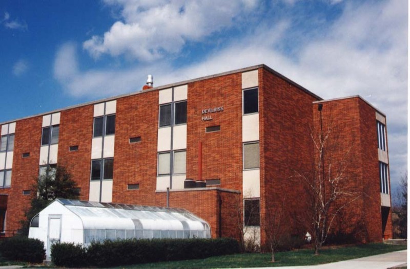 Back of Devilbiss Hall, showing the greenhouse