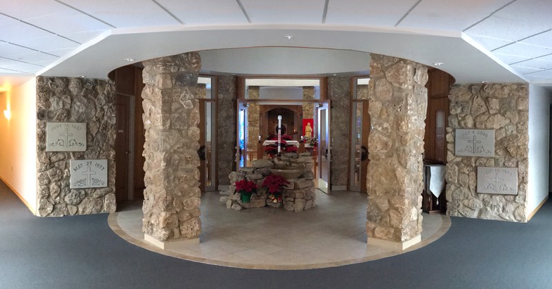 Entrance to the chapel at the CSA motherhouse showing the cornerstones from early motherhouses.