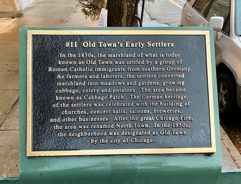 Old Town's Early Settlers (#11) Marker in Chicago