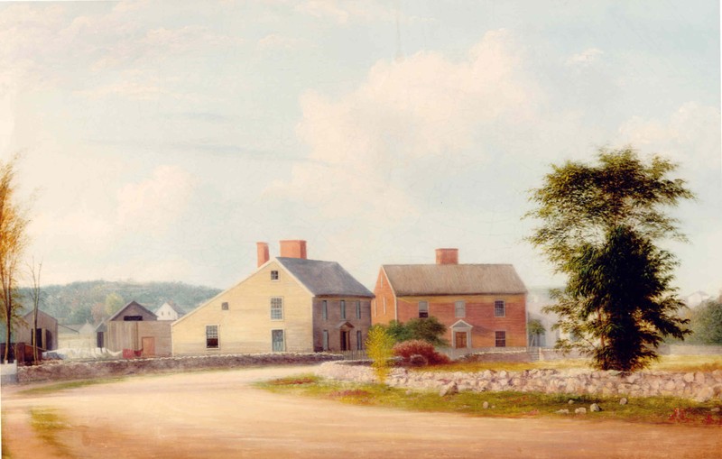 The Birthplace homes as painted by Godfrey Frankenstein in 1849.