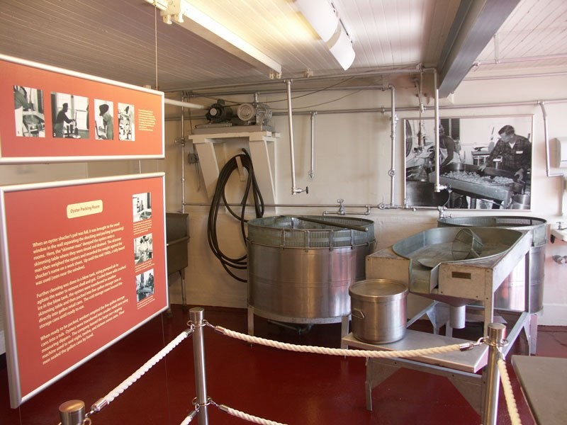 One of the exhibits within the oyster house, to include an oyster blow tank.
