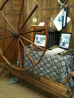 A spinning wheel on display