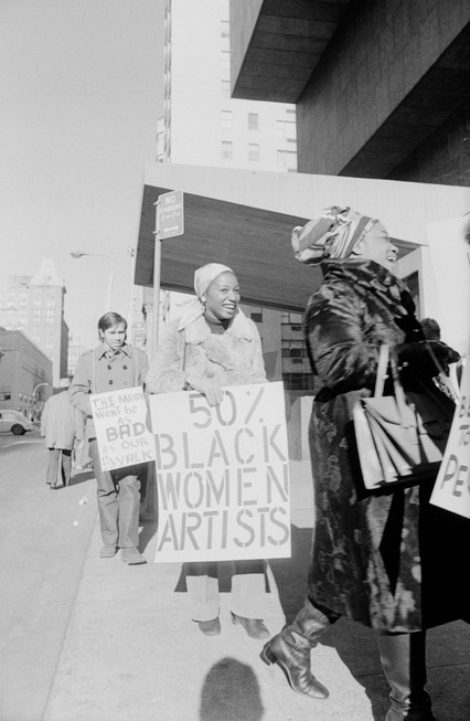 Black-and-white, standing, protest, women