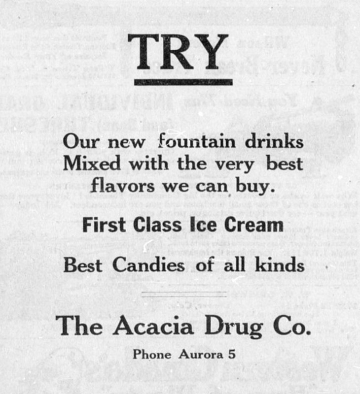 Advertisement for The Acacia Drug Co. 