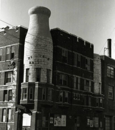 This most unique building of the District combines Gothic architecture with giant milk bottles. Circa 1978