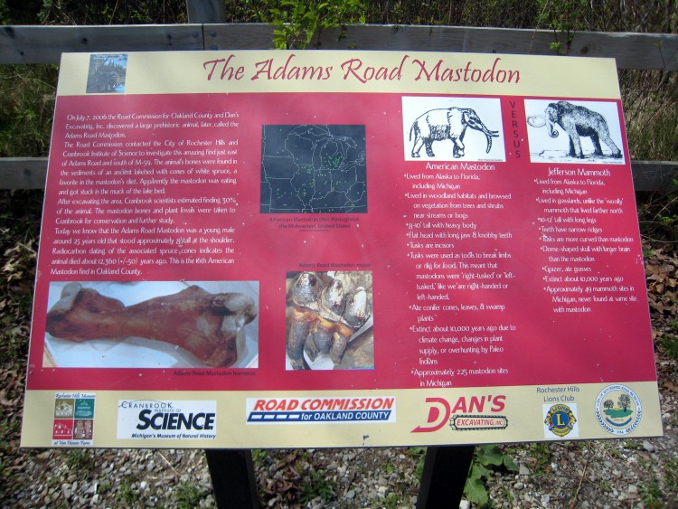 Interpretive sign at Adams Mastodon site, 2012