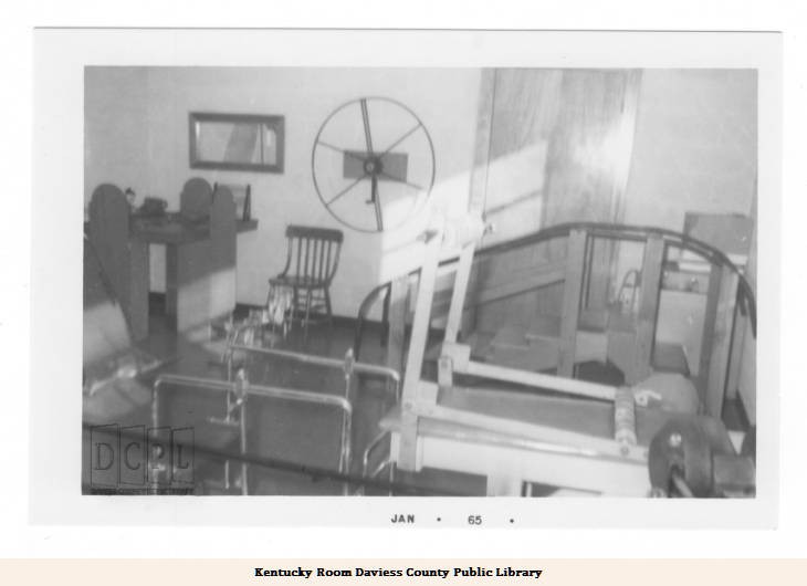 Black and white photograph of the physical therapy room at the former Spastics Home and School