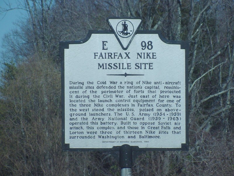 Fairfax Nike Missile Site Marker by J. J. Prats on HMDB.org (reproduced under Fair Use)