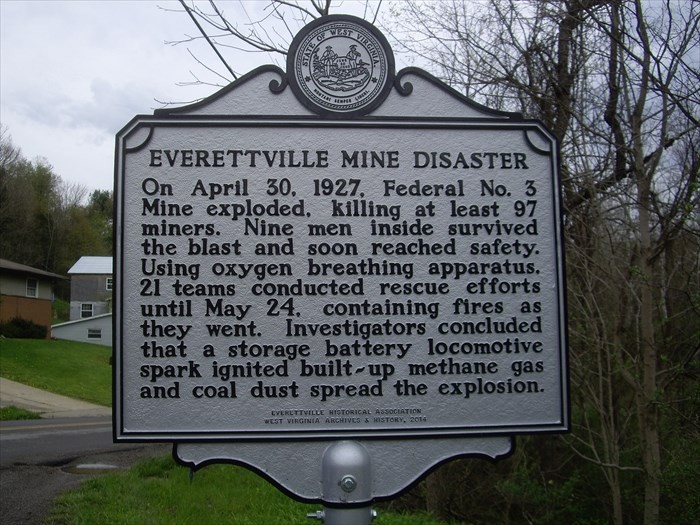 Everettville Mine Disaster Highway Historical Marker 