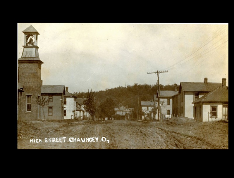 Looking down High Street in Chauncey, 1900