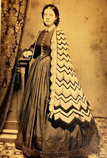 Woman wearing a handmade shawl