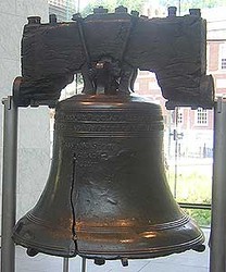 The crack on the bell is the result of a series of hairline cracks, likely the result of foundry workers using inferior metals in the construction process