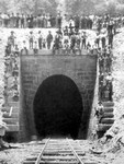 Workers pose during construction of the Dingess Tunnel. Image obtained from the West Virginia Encyclopedia.