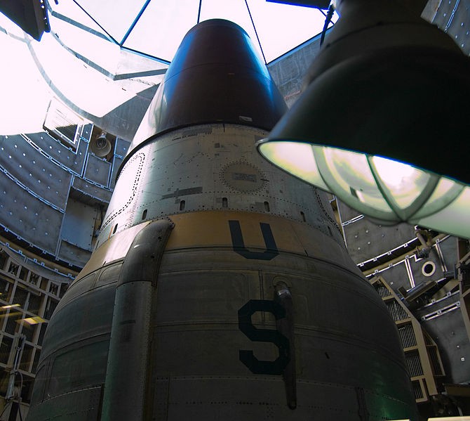 Warhead stage at top of missile in silo.