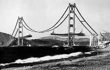 Construction works on the Golden Gate bridge - photo taken somewhere between 1933 and 1937. 