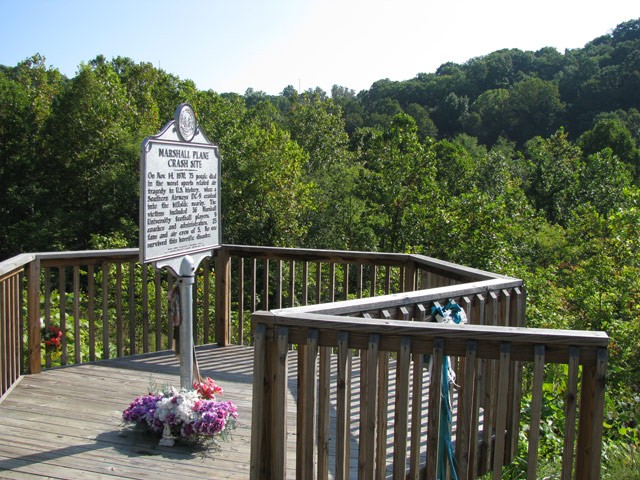 This historical marker overlooks the site of the plane crash that took the lives of seventy-five players, coaches, fans, and flight crew. 