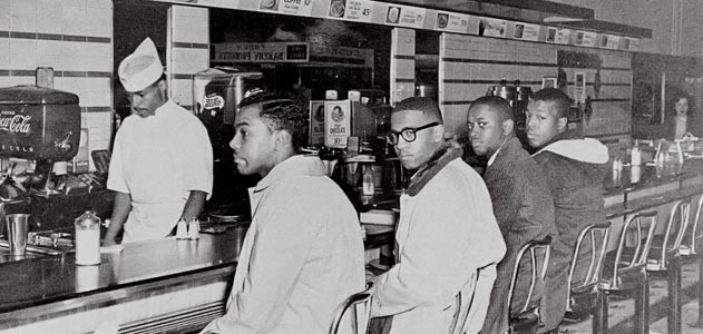 The original lunch counter and stools where the four students sat on Feb. 1, 1960, has never been moved. 