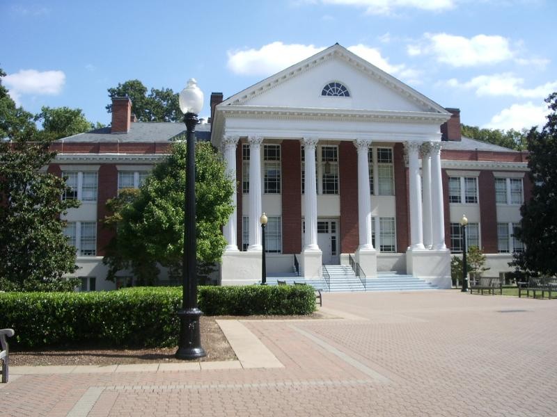 Monroe Hall was constructed in 1911, serving as the first academic and administration building for the university. Its plan is inspired by Palladio's Villa Rotunda and houses several of the university's humanities programs.