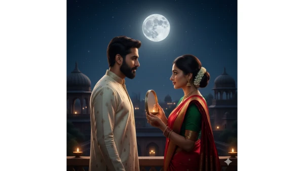 Gemini AI Prompts for Couples to Create 4k Stunning Karwa Chauth AI Portraits - AI Generated Image