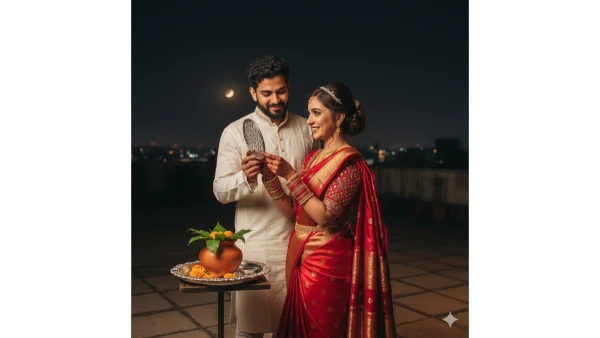 Gemini gemini Prompts for Couples to Create 4k Stunning Karwa Chauth AI Portraits - AI Generated Image