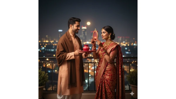 Karwa chaut prompt google gemini ai prompt for couples - AI Generated Image