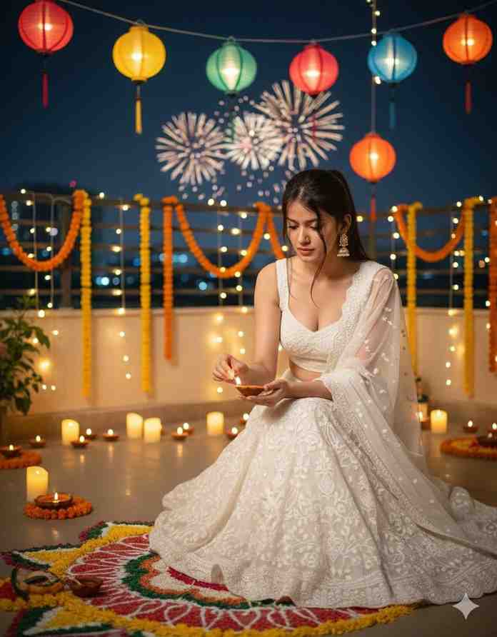 Diwali prompt for girls editing prompt for instagram viral - AI Generated Image