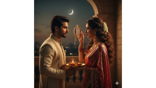 Viral Karwa chauth gemini prompt for romantic couples instagram - AI Generated Image
