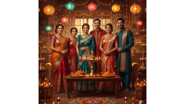 Diwali family photo editing prompt - AI Generated Image