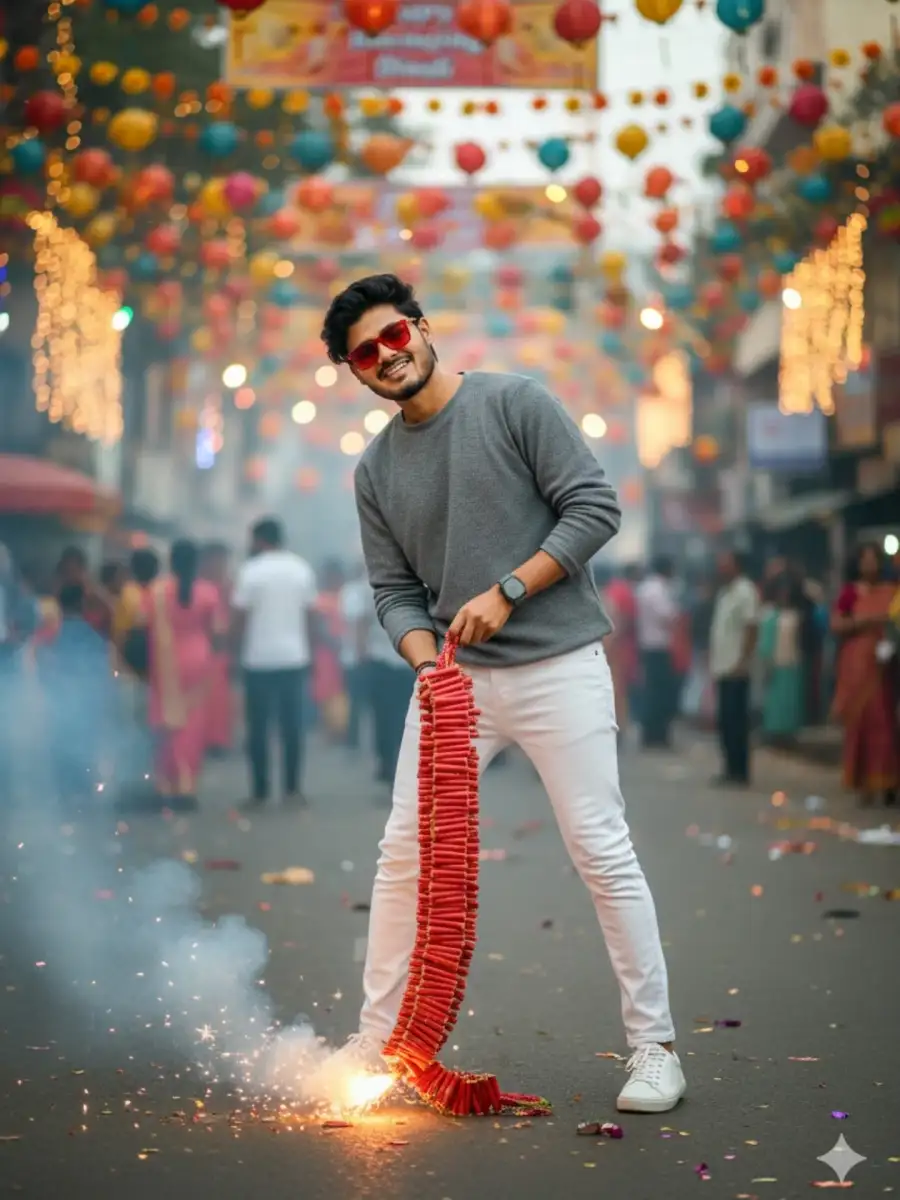 gemini boys with patakha diwali prompt seen - AI Generated Image