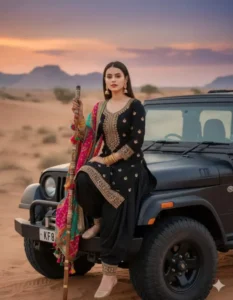 Google gemini ai photo editing prompt for girls with car - AI Generated Image