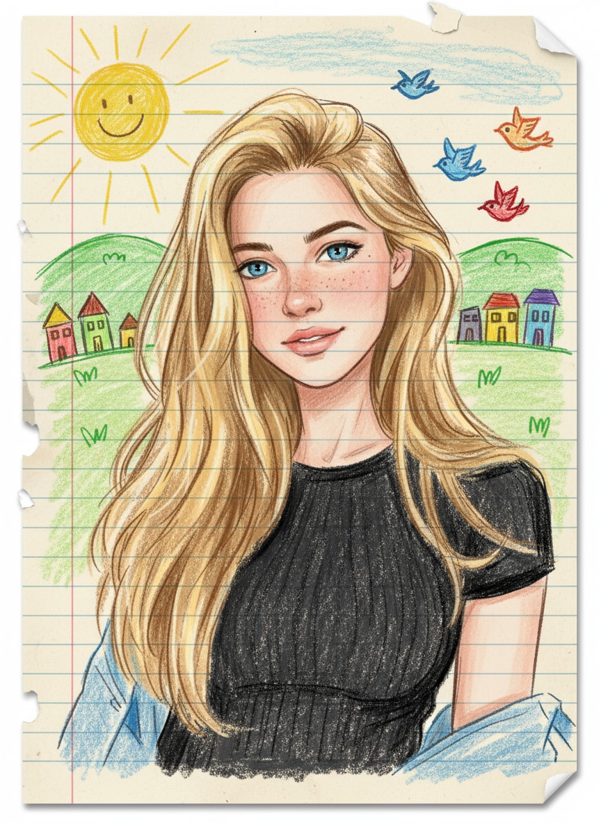 Copy paste prompt for girl to create pencil drawing - AI Generated Image